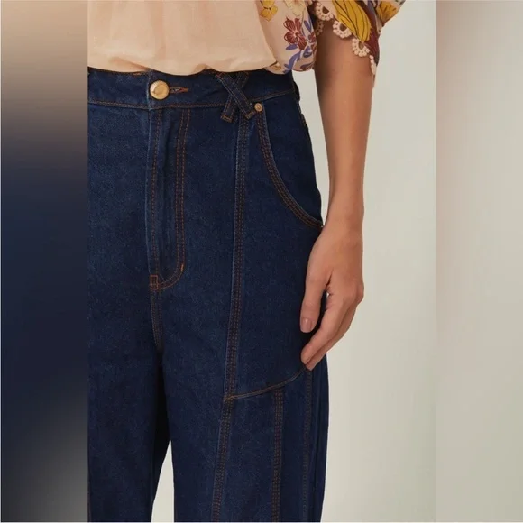 NWT Farm Rio Dark Denim High Waist Snips Pants - Picture 4 of 5